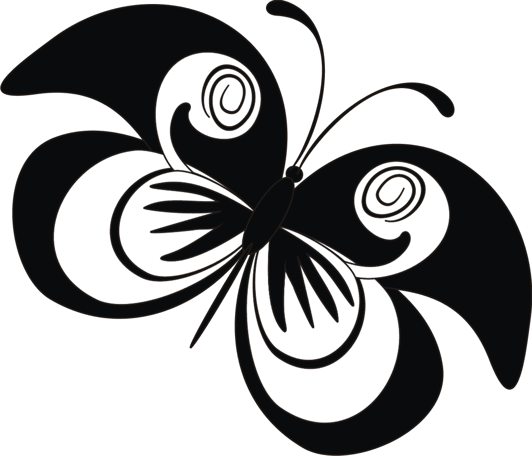 Monochrome_ Spiral_ Butterfly_ Vector PNG image