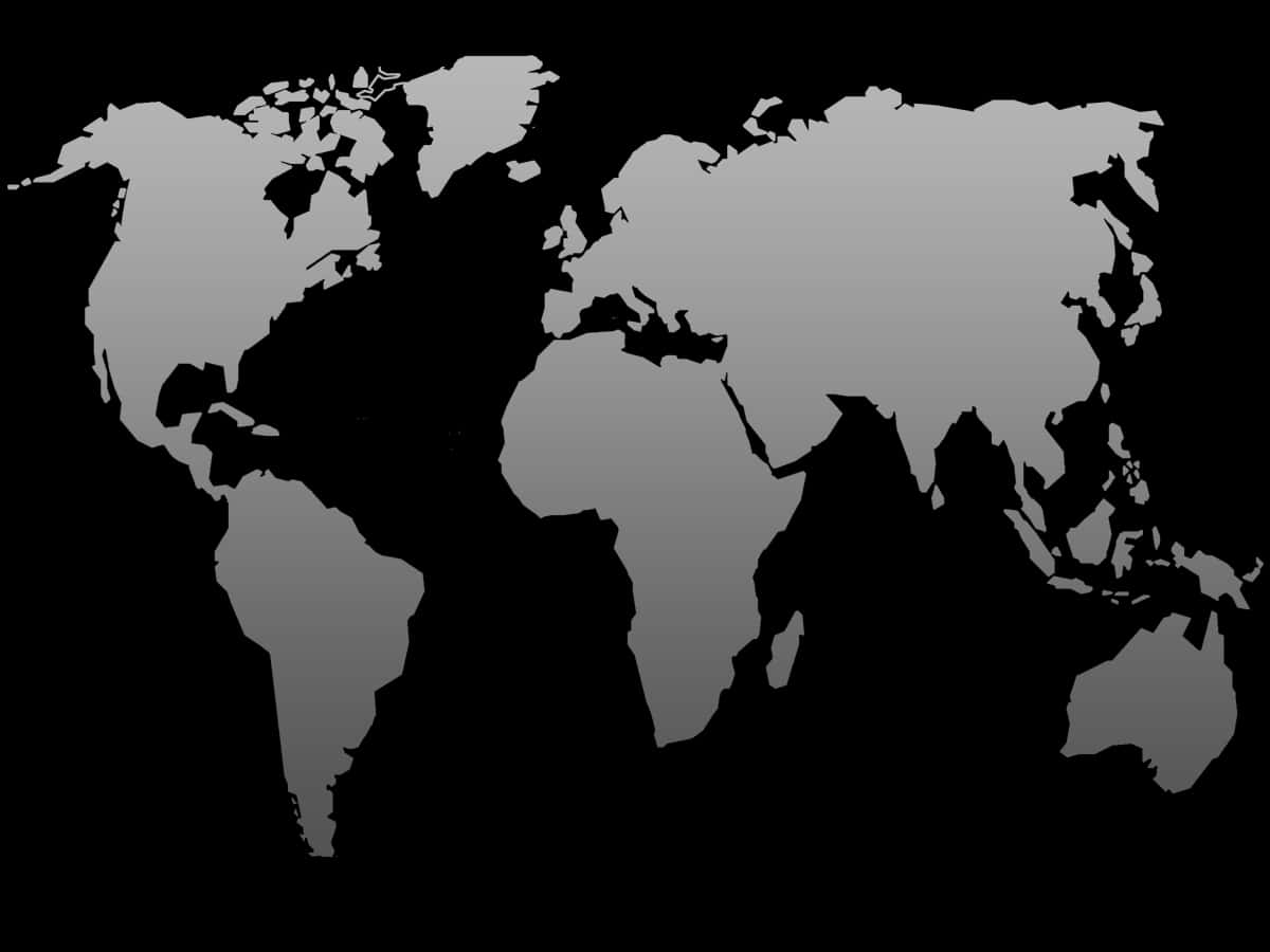 Monochrome World Map Silhouette PNG image