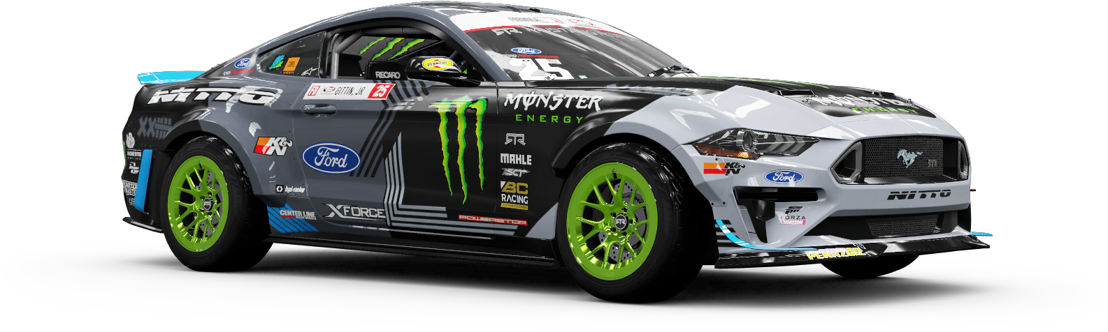 Monster Energy Ford Mustang Racing Car PNG image