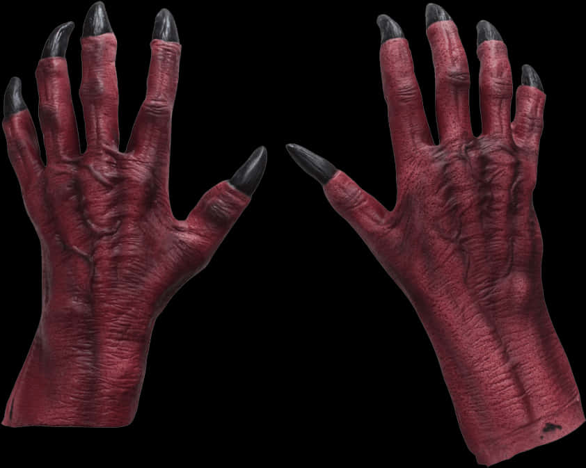 Monster Hands Red Skin Black Claws PNG image