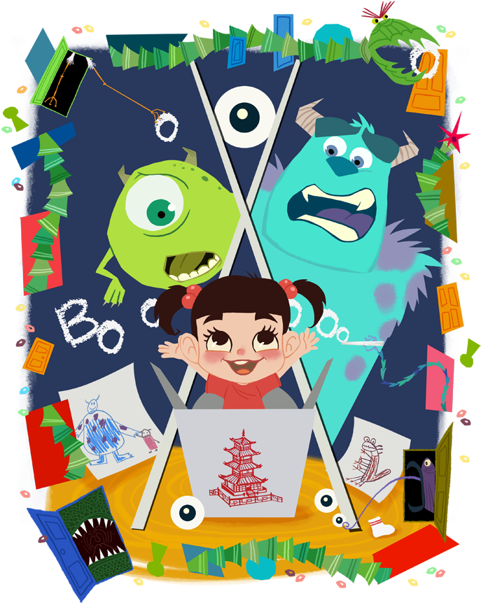 Monsters Inc Booand Friends PNG image