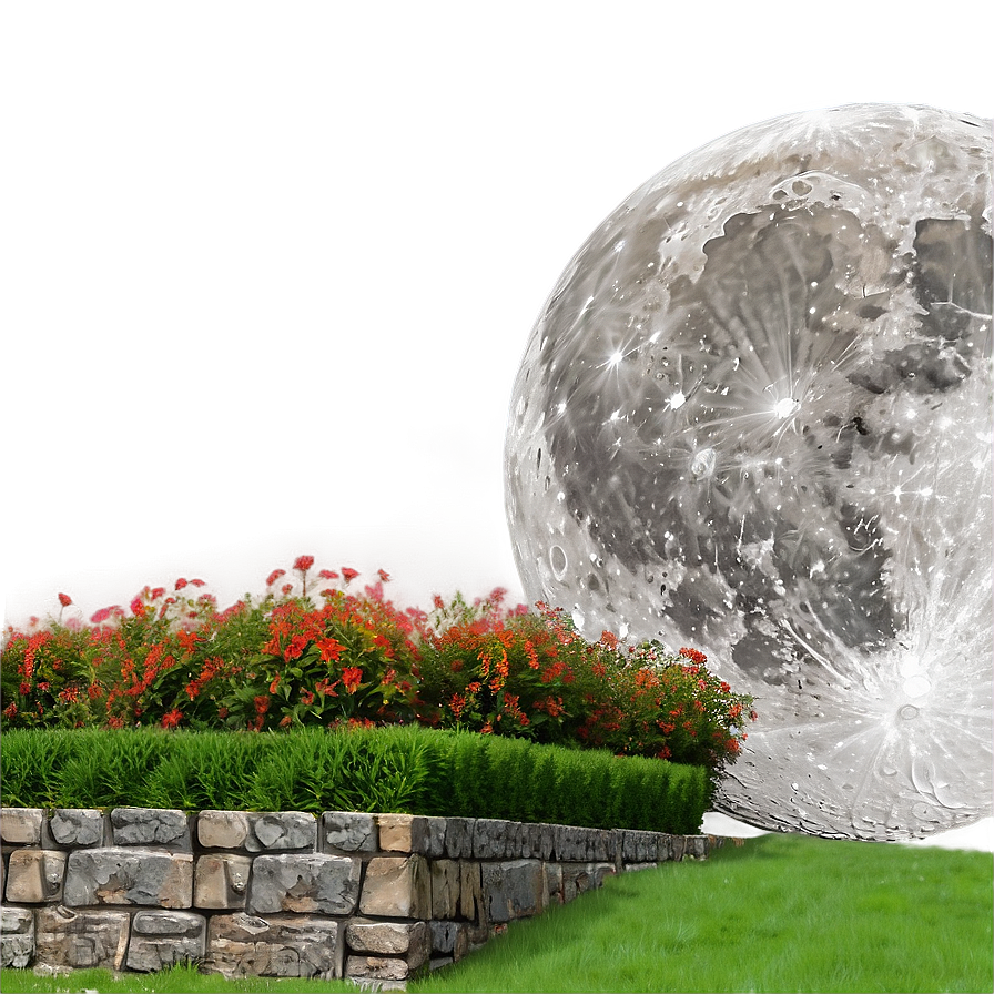 Moon Over Peaceful Garden Png Qmn37 PNG image