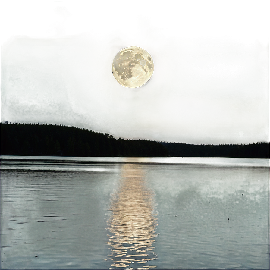 Moon Over Serene Lake Png 23 PNG image