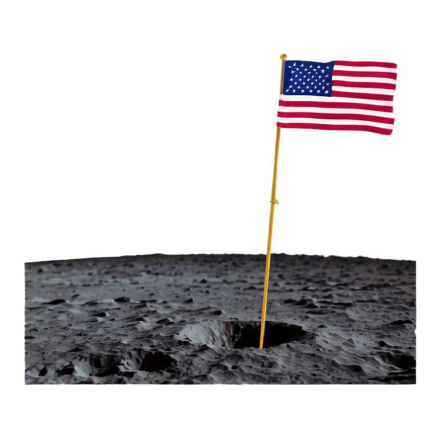 Moon Surface With Flag Planting Moment Png 06262024 PNG image