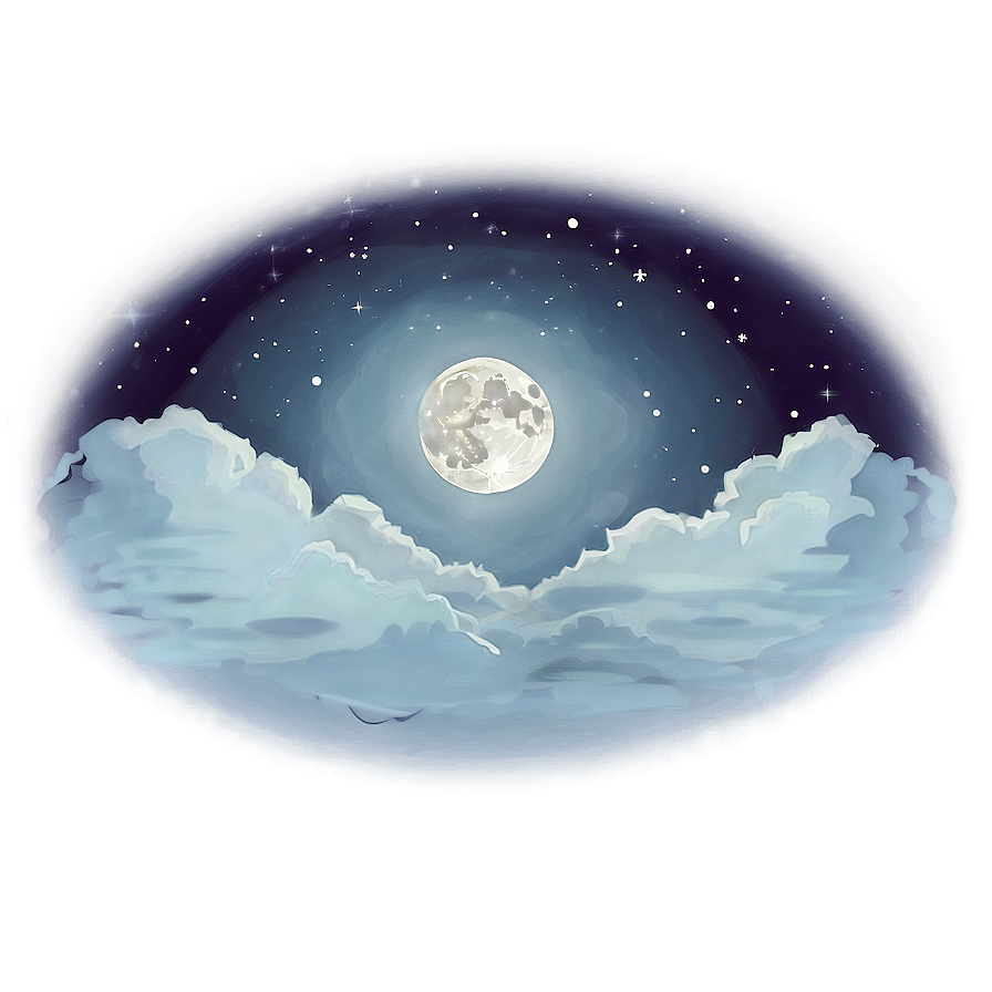 Moonlit Cloudy Night Png 06252024 PNG image