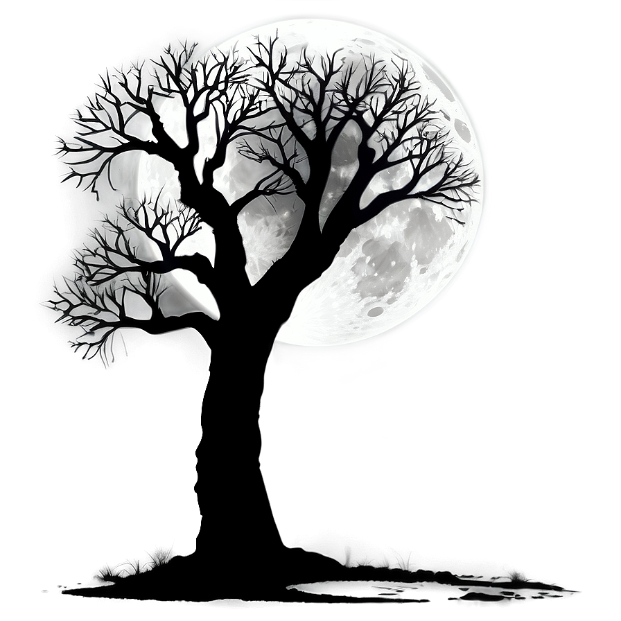 Moonlit Tree Silhouette Png 27 PNG image