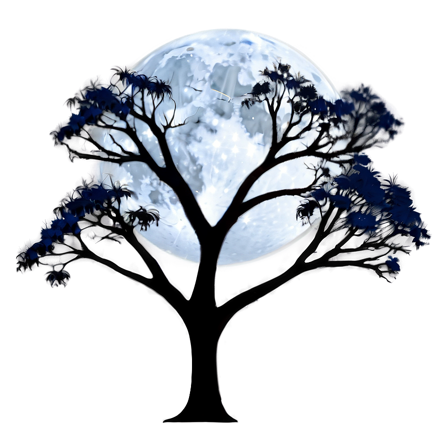 Moonlit Tree Silhouette Png Qix PNG image