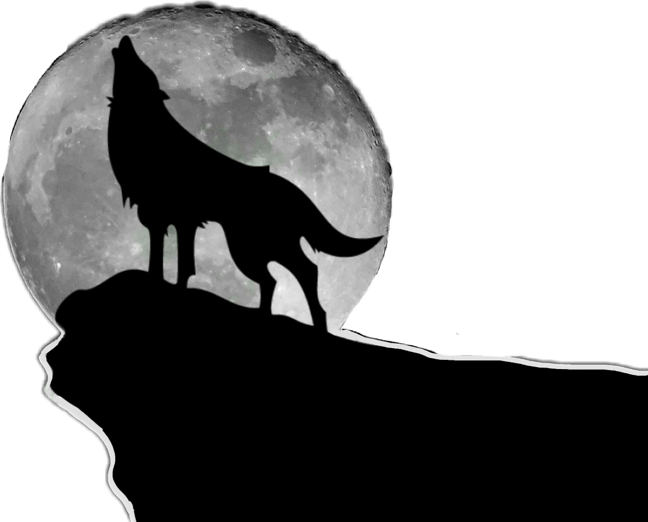 Moonlit Wolf Silhouette PNG image