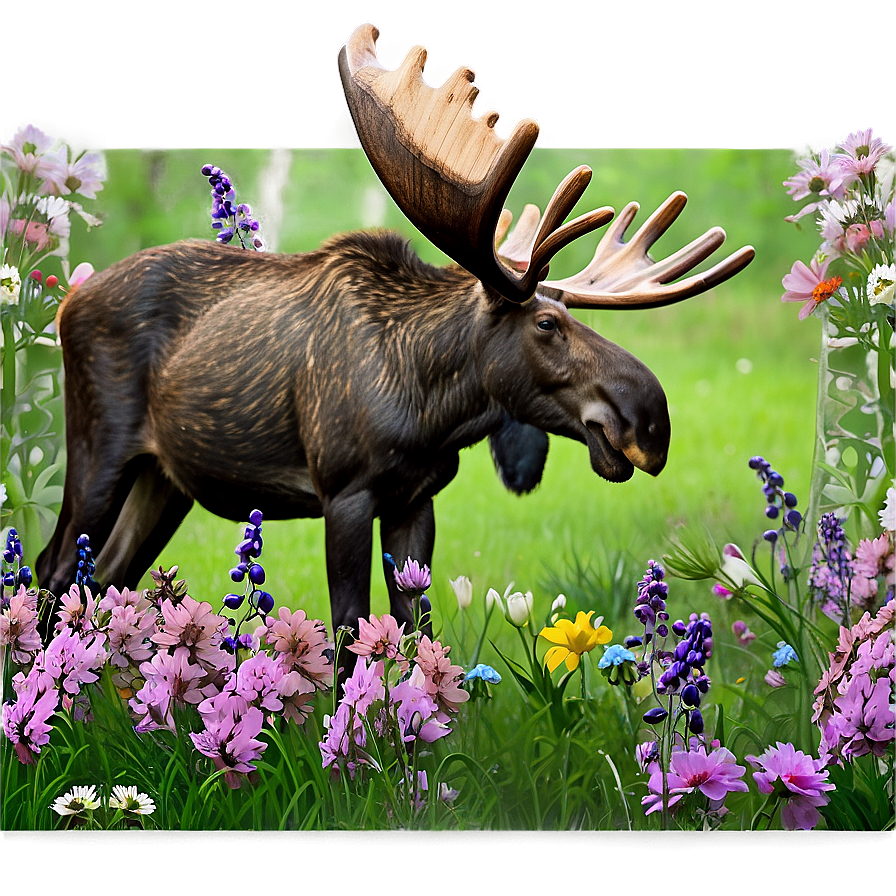 Moose Amidst Spring Flowers Png 83 PNG image