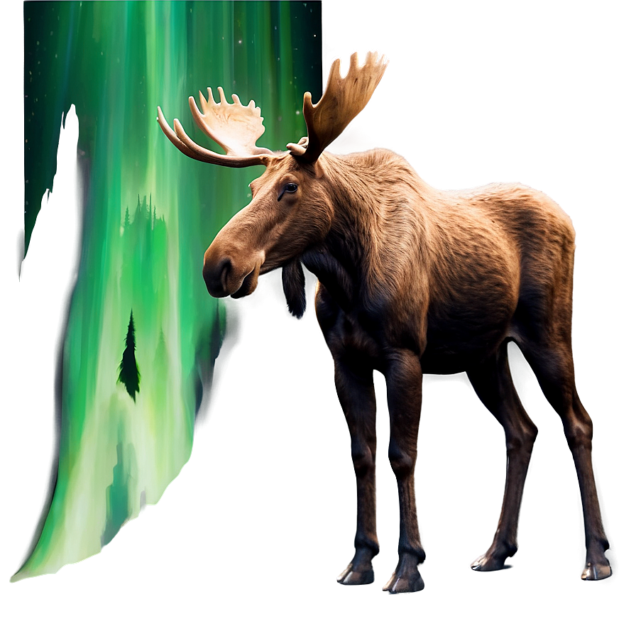 Moose And Northern Lights Png Vio17 PNG image