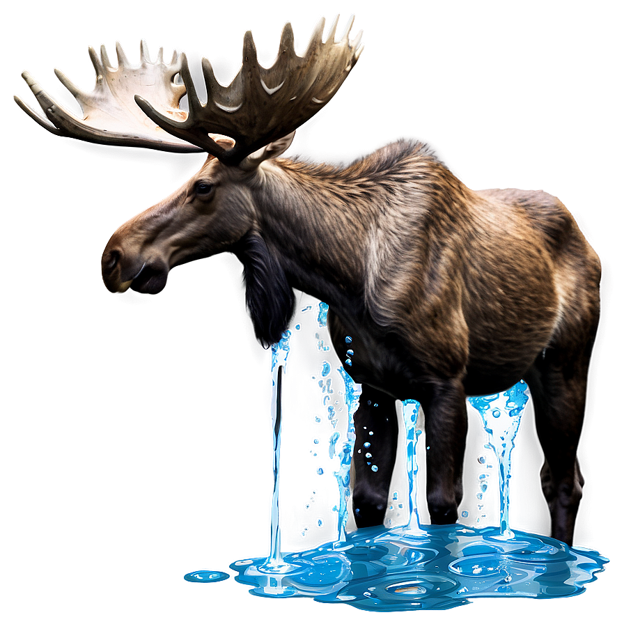Moose Drinking Water Png 05242024 PNG image