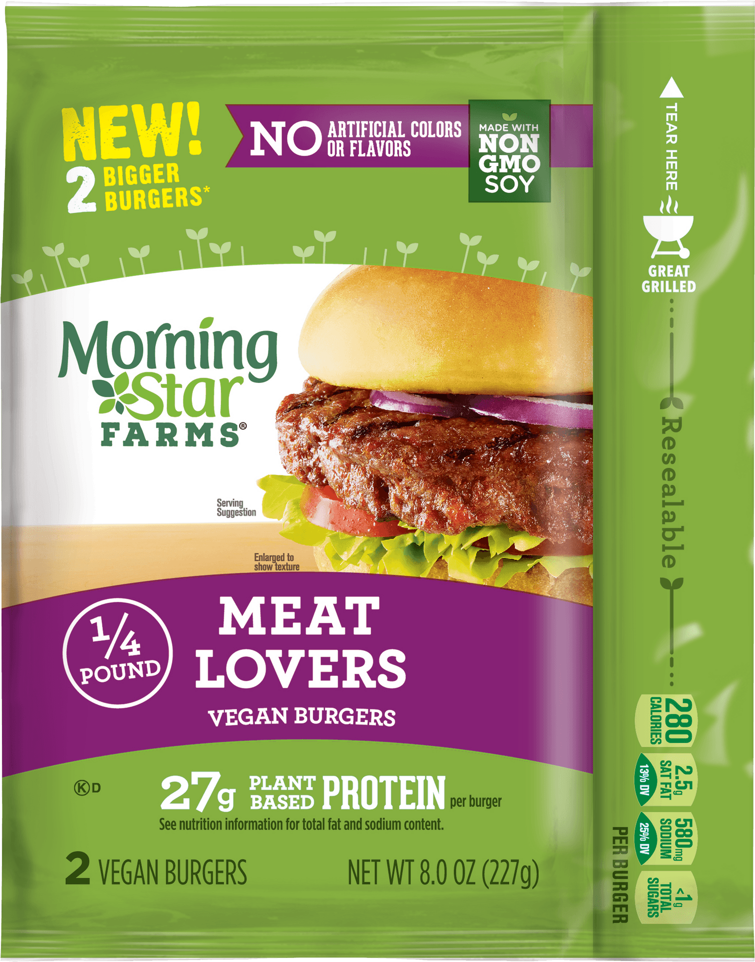 Morning Star Farms Meat Lovers Vegan Burgers Package PNG image