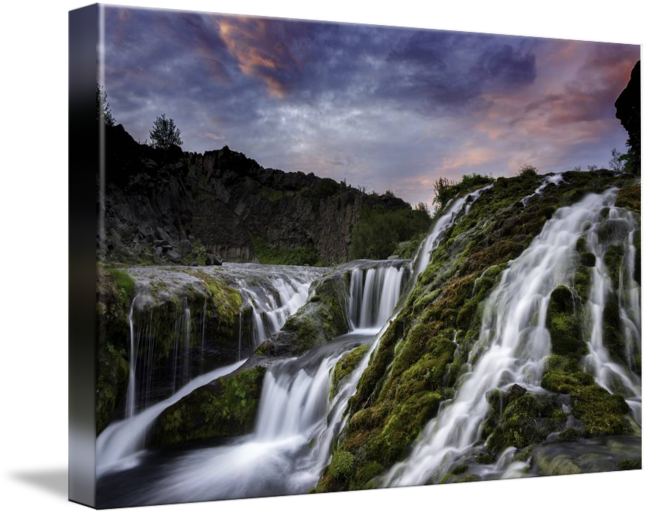 Mossy_ Waterfall_at_ Twilight PNG image