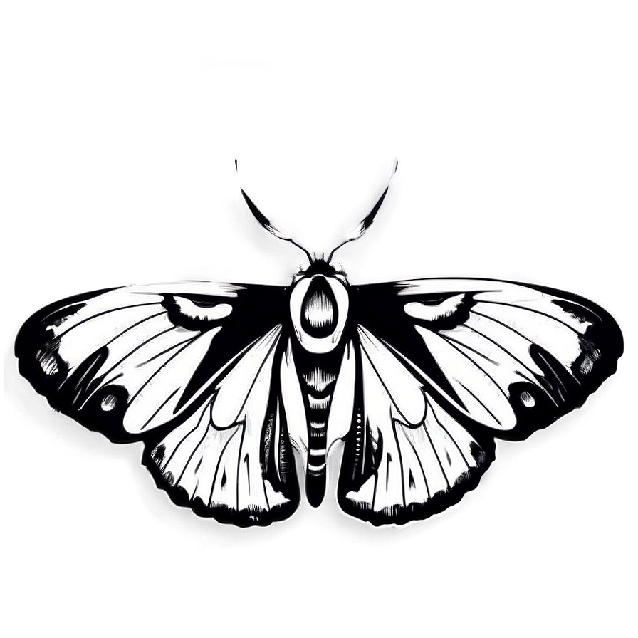 Moth Illustration Black And White Png 05242024 PNG image