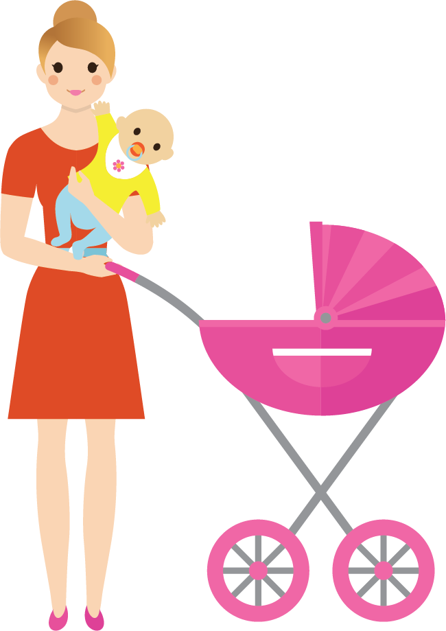 Mother Child Stroller Illustration PNG image