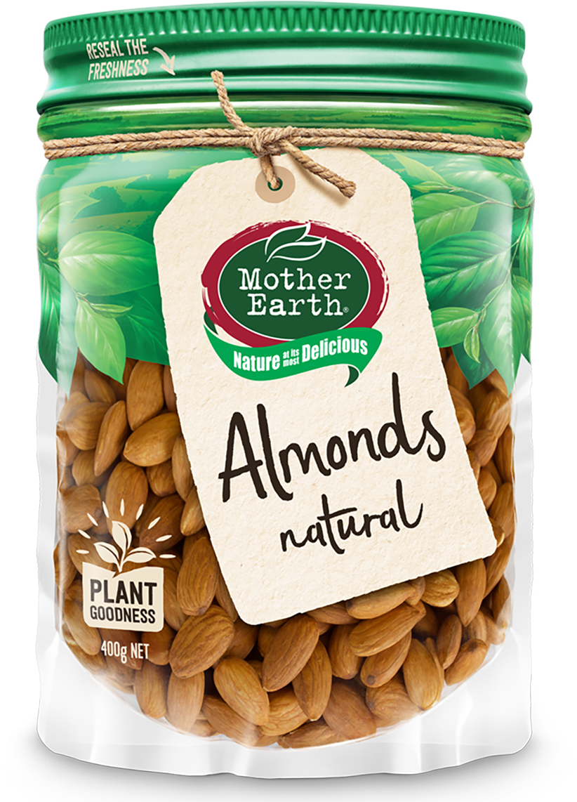 Mother Earth Natural Almonds Packaging PNG image