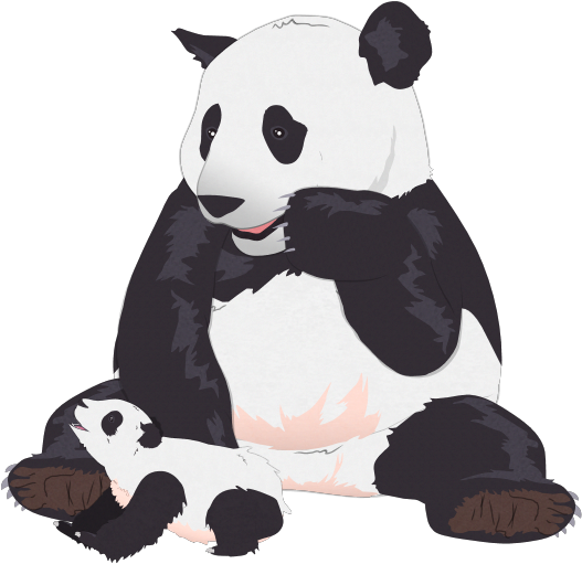 Motherand Baby Panda Cuddling PNG image