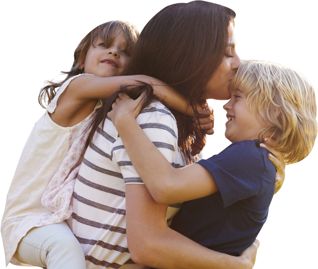 Motherhood Embrace Momand Kids PNG image