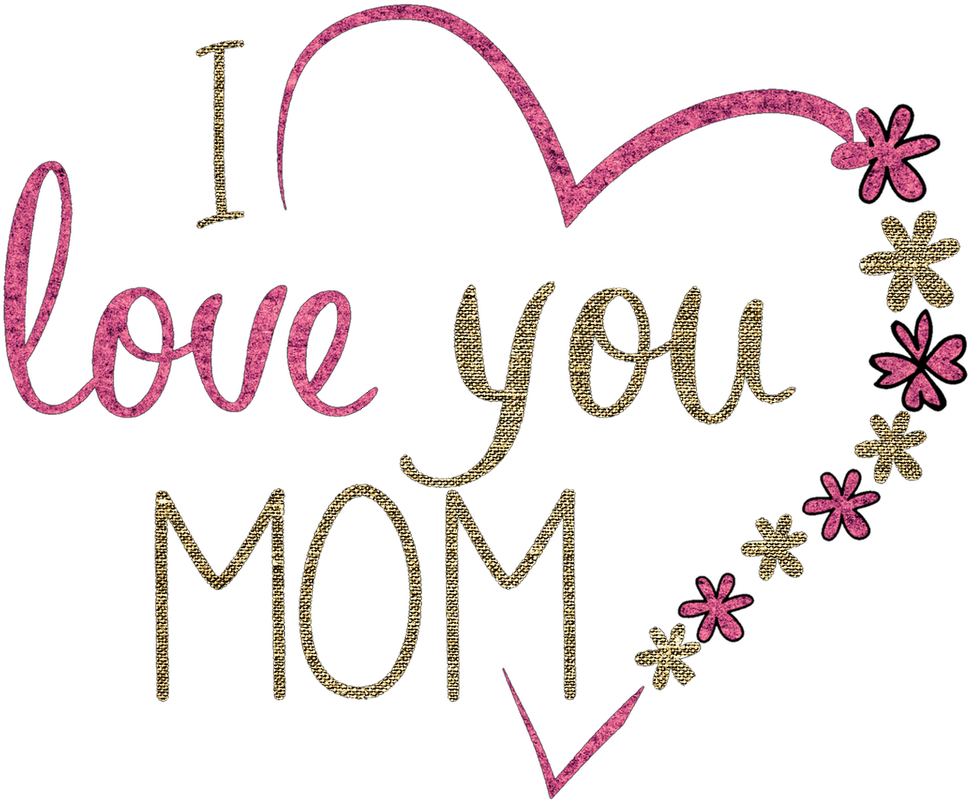 Mothers Day Love You Mom Text Design PNG image