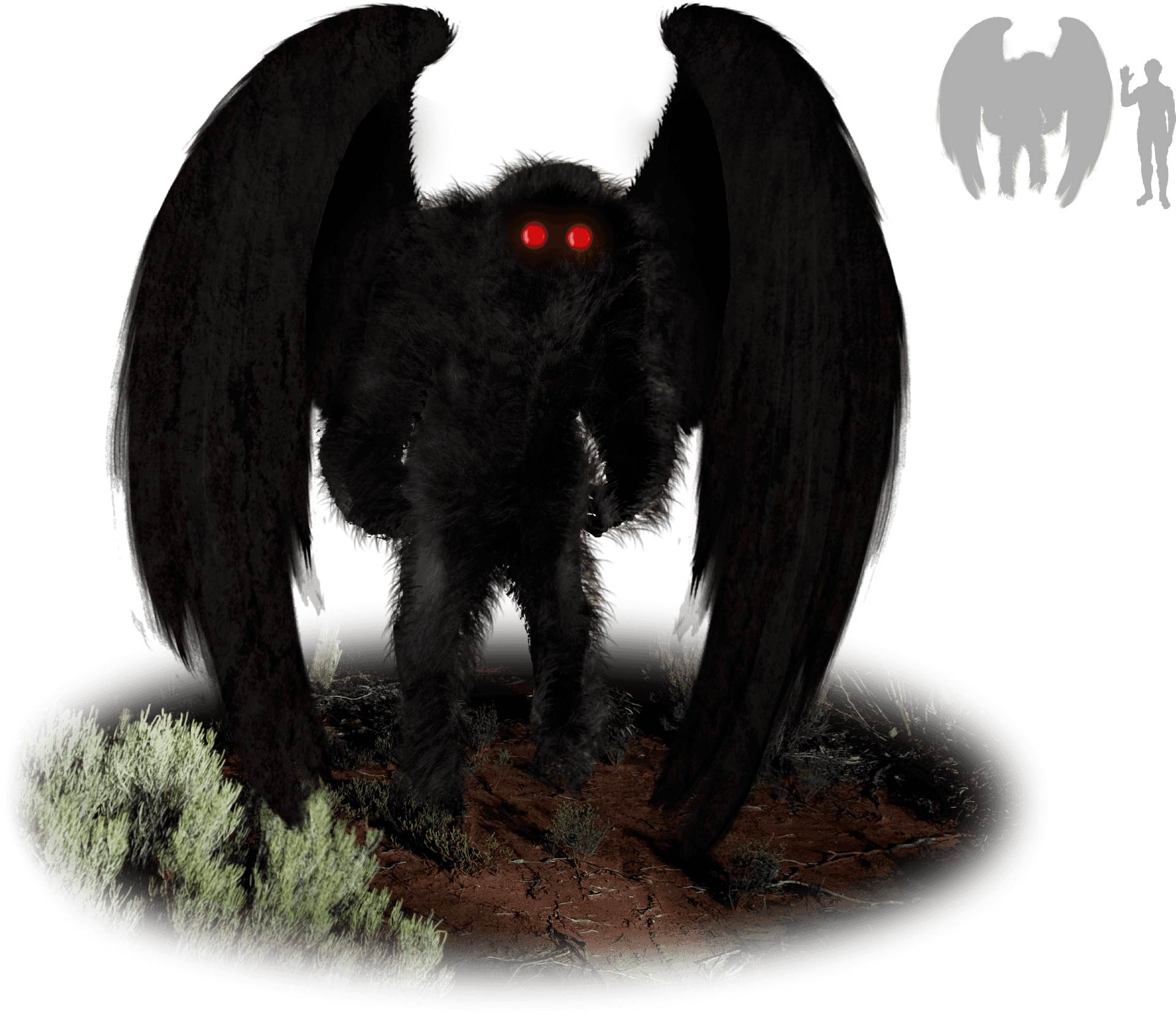 Mothman Cryptid Illustration PNG image