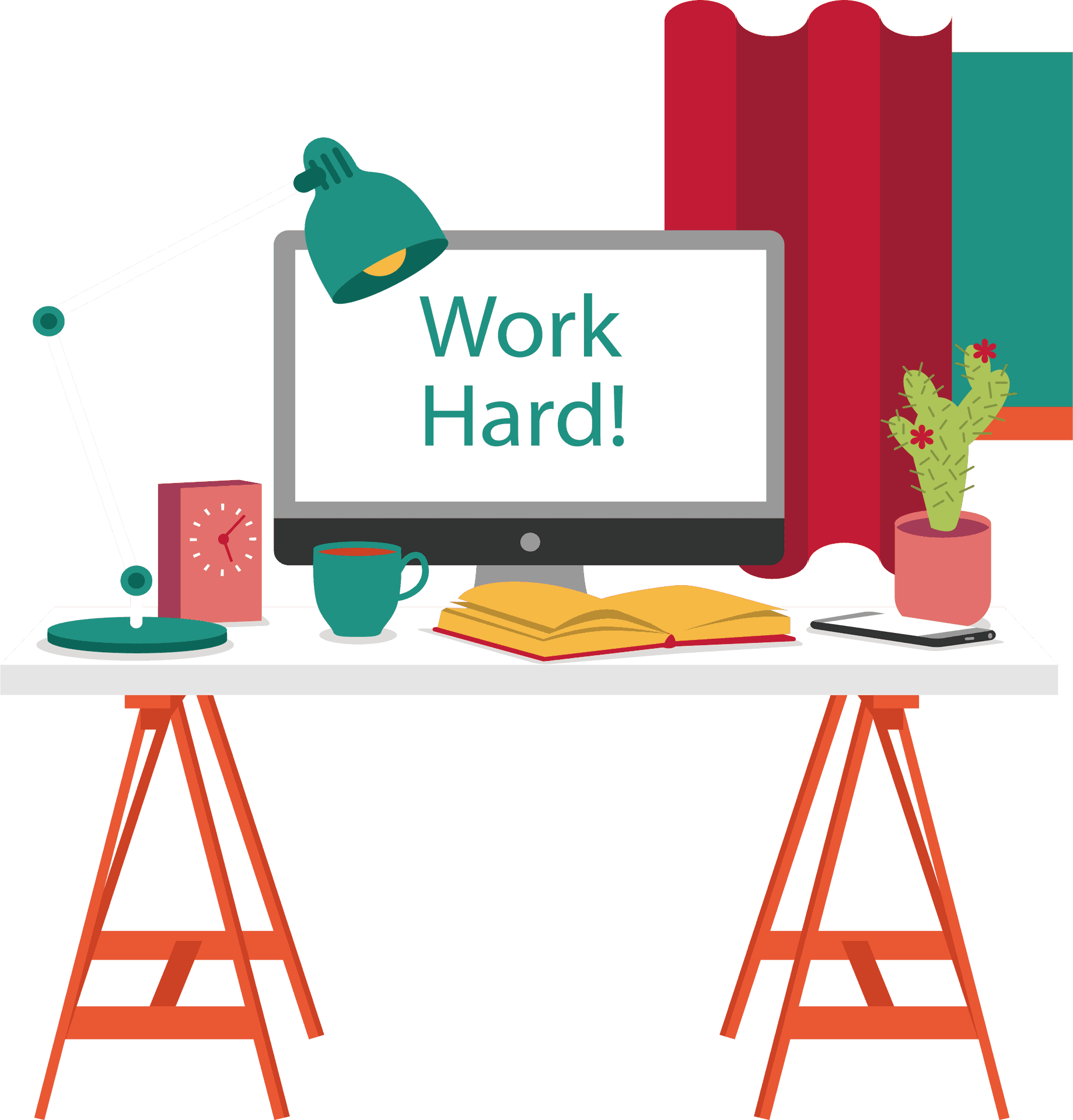 Motivational Work Desk Setup PNG image