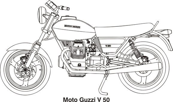 Moto Guzzi V50 Outline Drawing PNG image