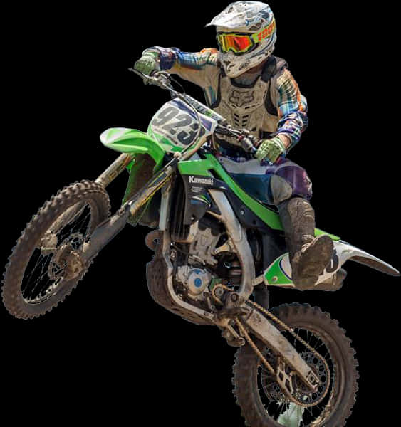 Motocross Rider Midair Kawasaki923 PNG image