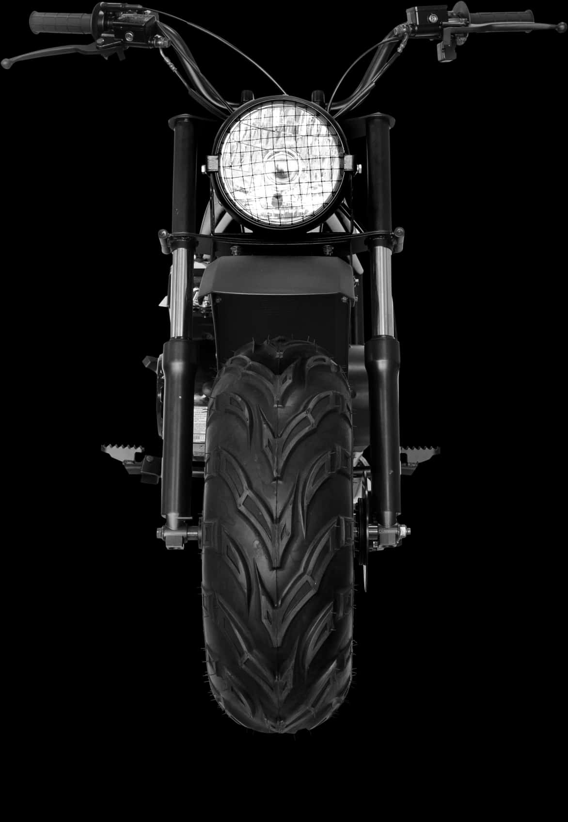 Motorcycle Front View Blackand White PNG image