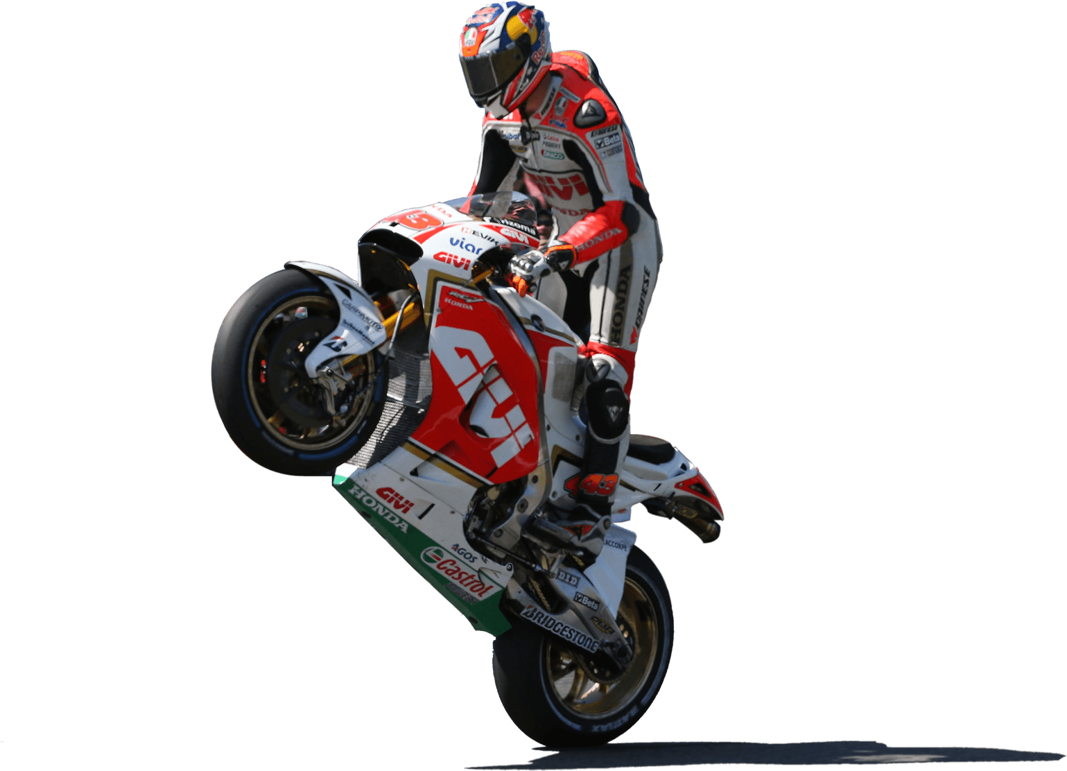 Motorcycle Racer Wheelie Performance PNG image