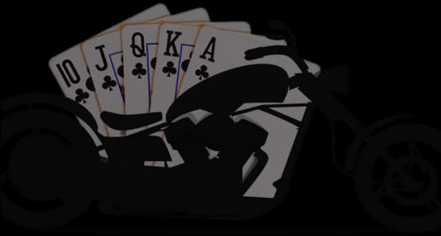 Motorcycleand Playing Cards Silhouette PNG image