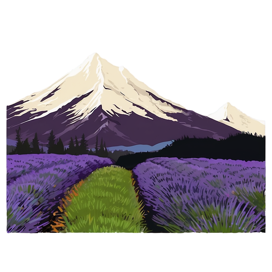 Mountain And Lavender Field Png 05032024 PNG image