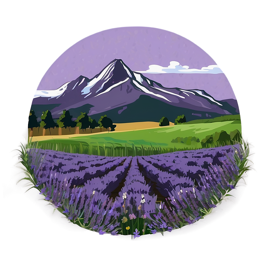 Mountain And Lavender Field Png 05032024 PNG image