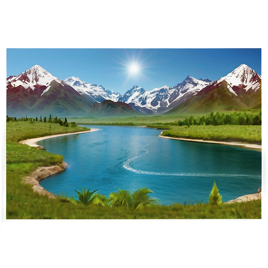 Mountain And River Scene Png Vgx PNG image