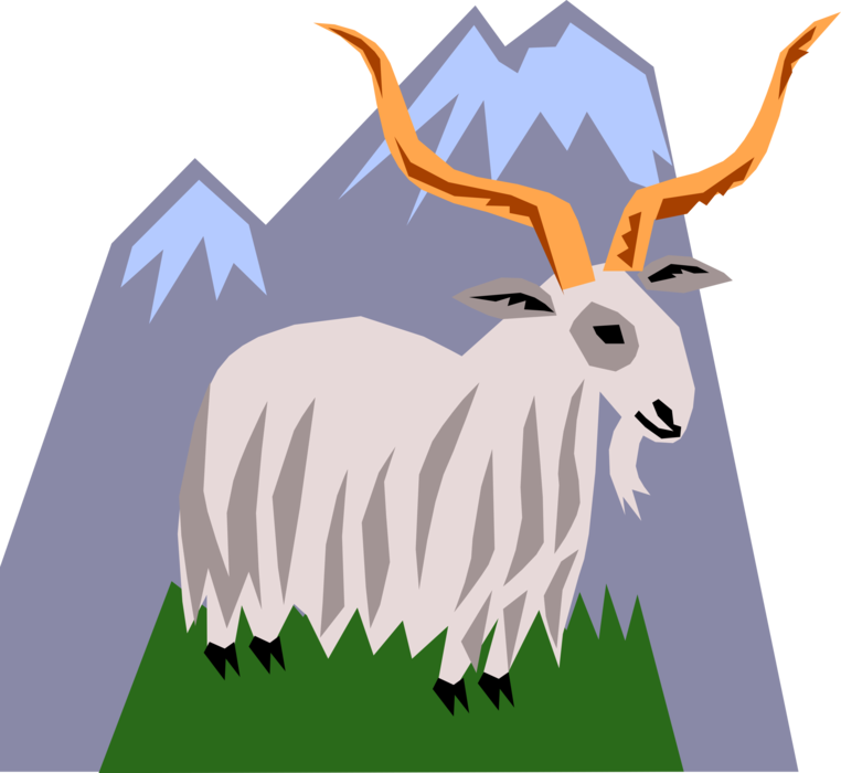 Mountain Goatwith Orange Horns PNG image