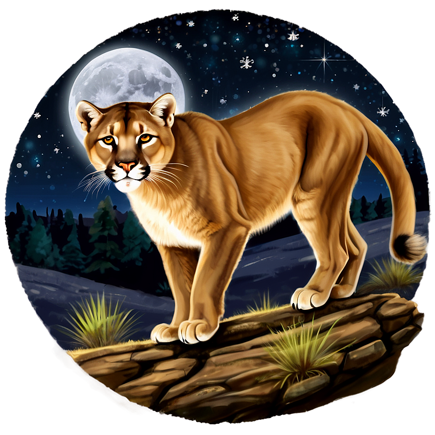 Mountain Lion In Moonlight Png 28 PNG image