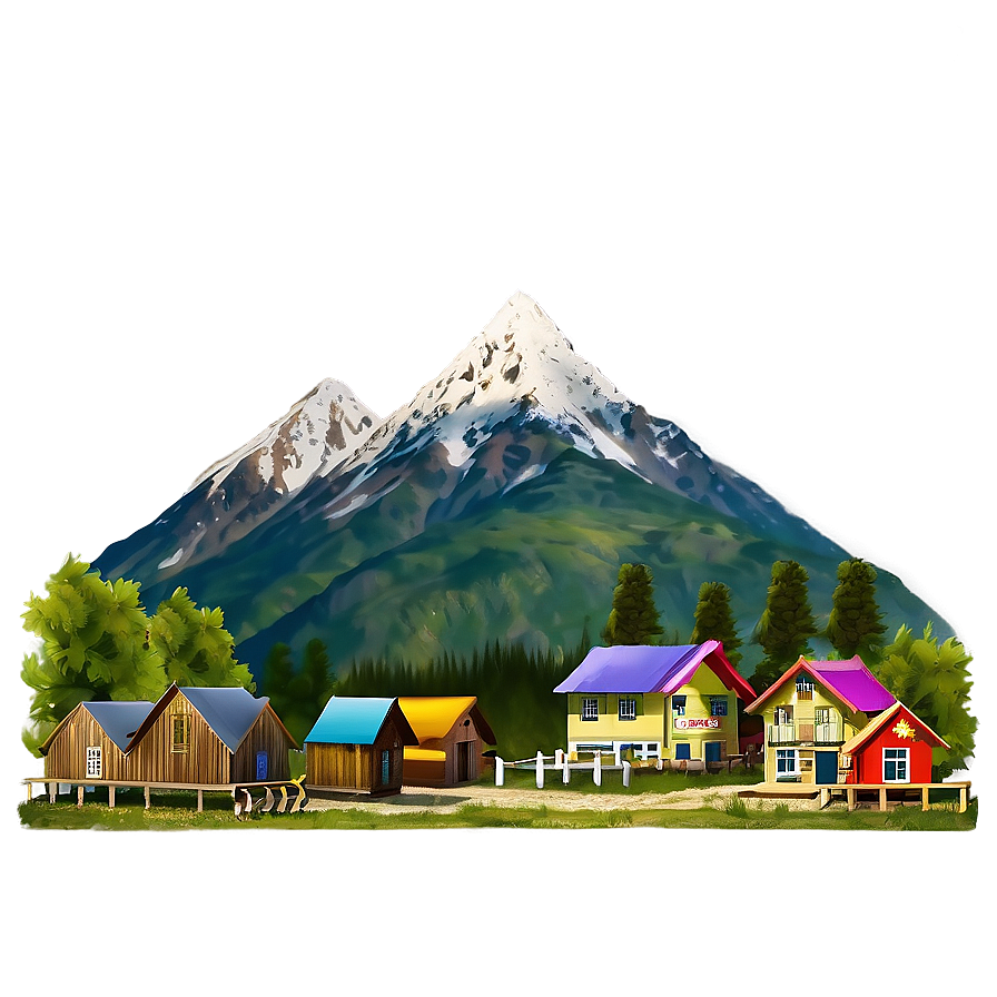 Mountain Town Landscape Png 31 PNG image