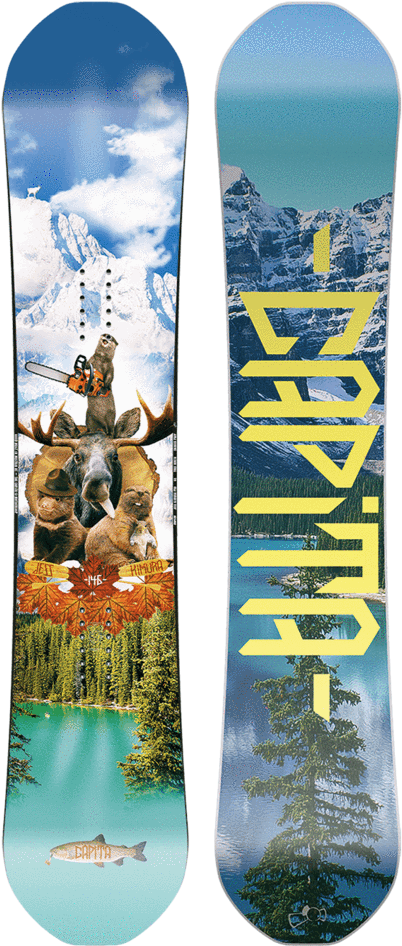 Mountain Wildlife Snowboard Design PNG image