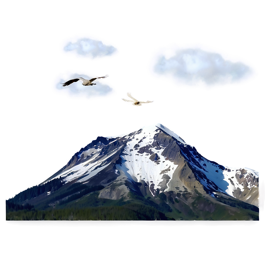 Mountain With Birds Png Rej45 PNG image