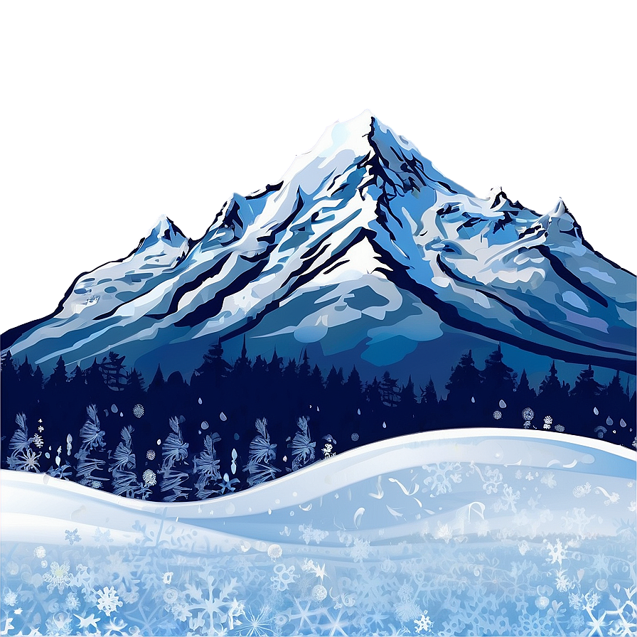 Mountain With Snowflakes Png 05032024 PNG image