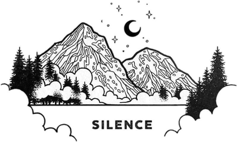 Mountainous Silence Moonand Stars PNG image