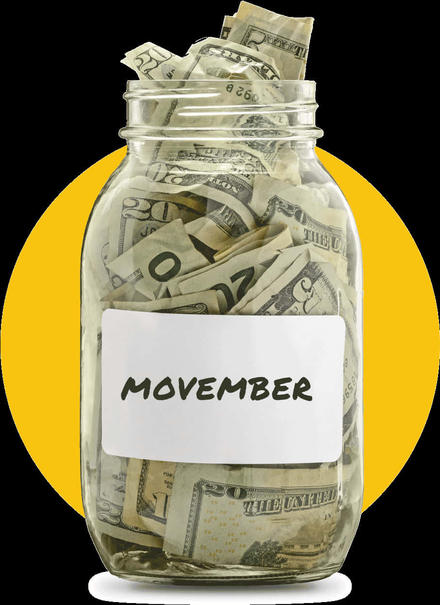 Movember Donation Jar Fullof Money PNG image