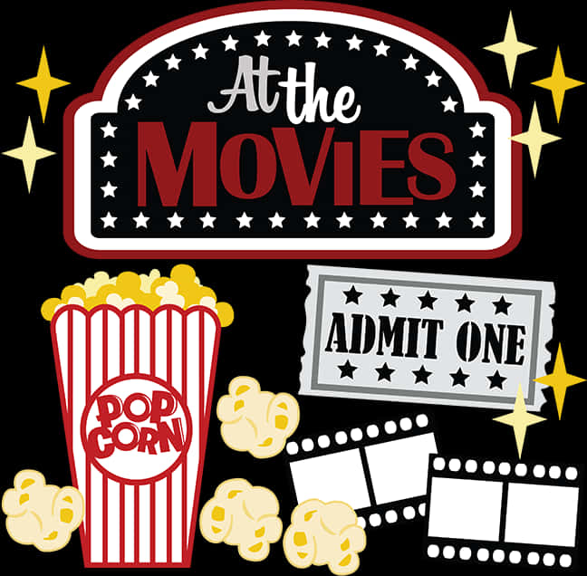 Movie Night Popcorn Clipart PNG image