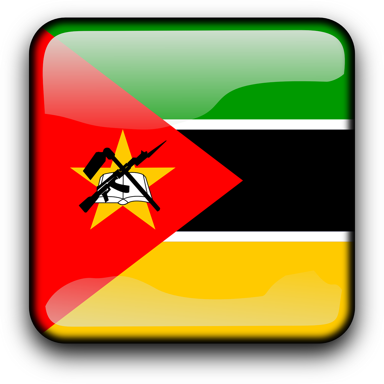 Mozambique Flag Button Graphic PNG image