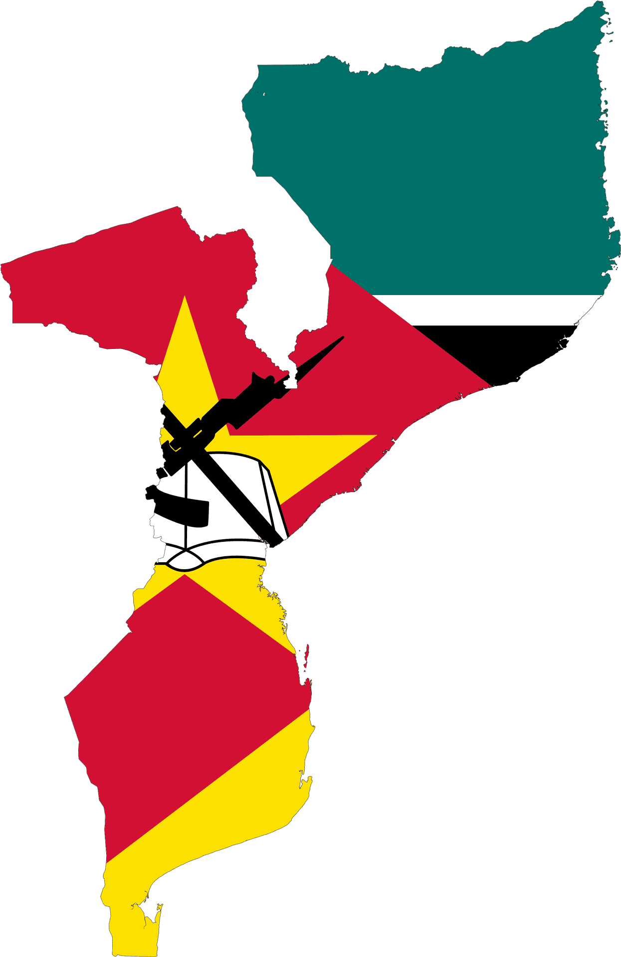 Mozambique Map Flag Overlay PNG image