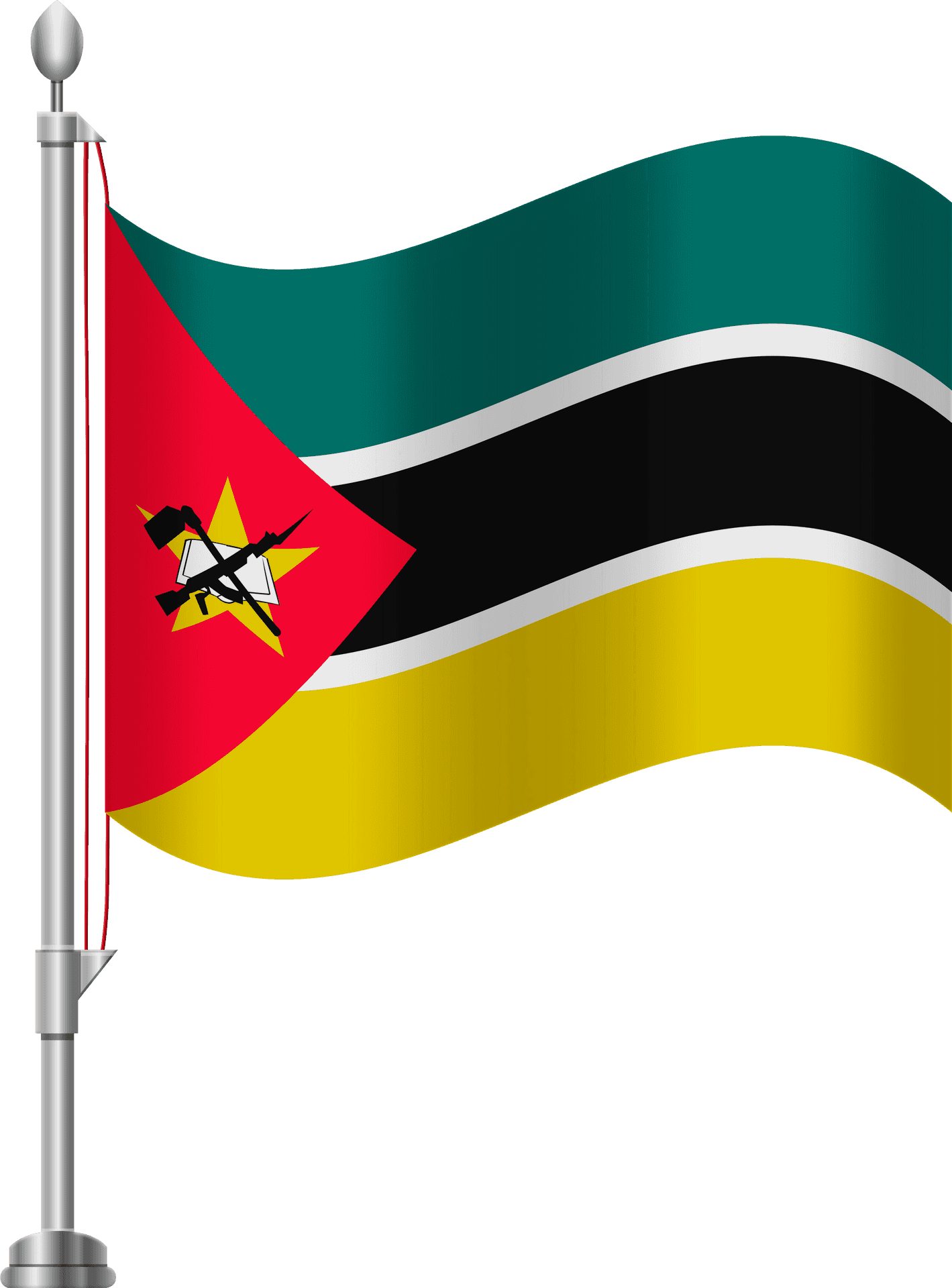 Mozambique National Flagon Pole PNG image