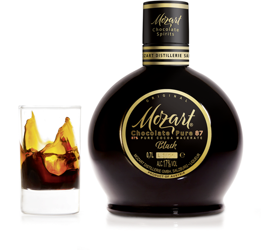 Mozart Black Chocolate Liqueur Bottle PNG image