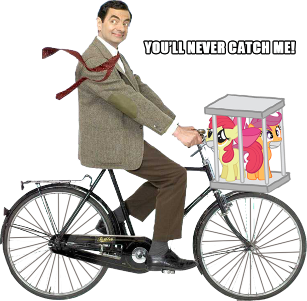 Mr Bean Escapeon Bicyclewith Ponies PNG image