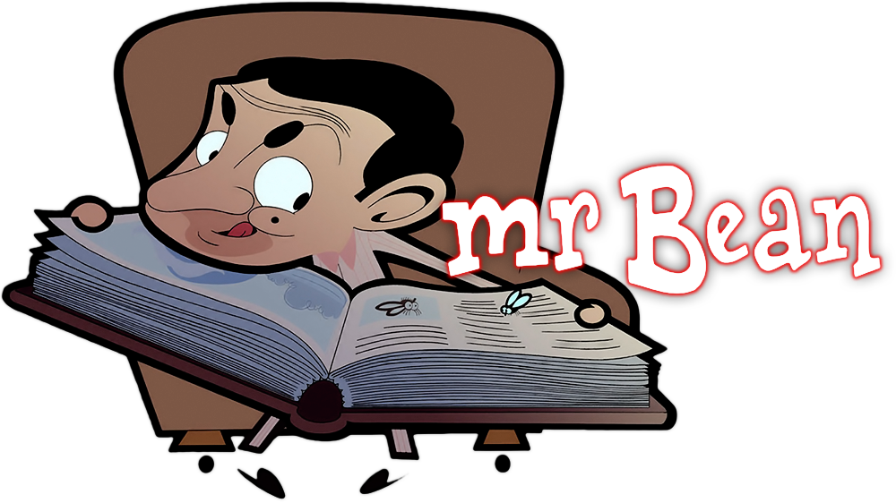 Mr Bean Reading Book Cartoon PNG image