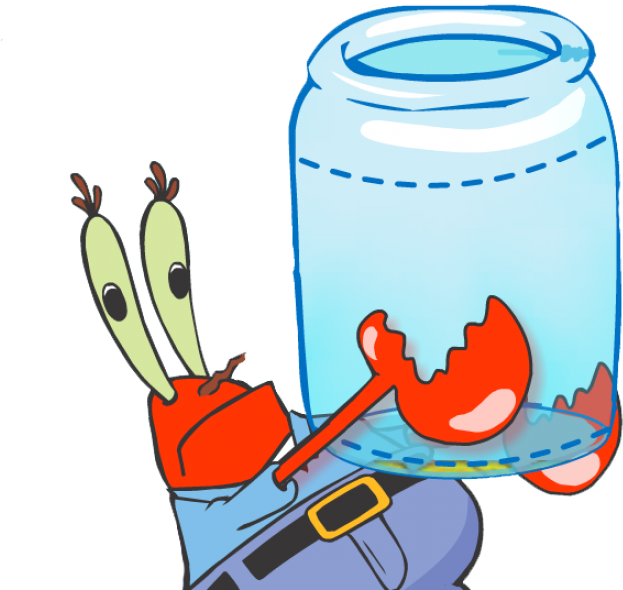 Mr Krabs Holding Jar PNG image