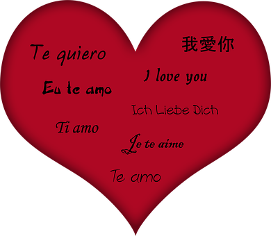 Multilingual Love Heart PNG image